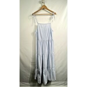 PIECES Martha Strap Ankle Dress Medium‎ Pastel Blue Tiered Cottagecore Prairie